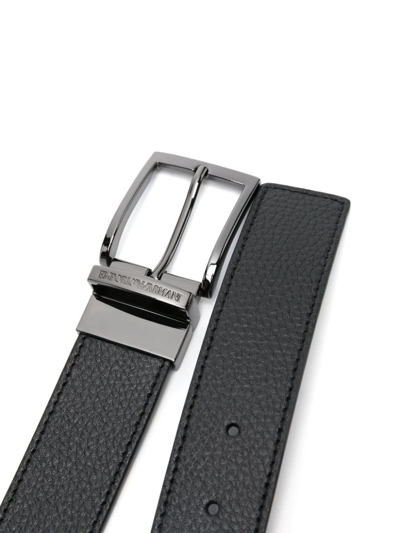 Shop Emporio Armani Leather Reversible Belt In Black