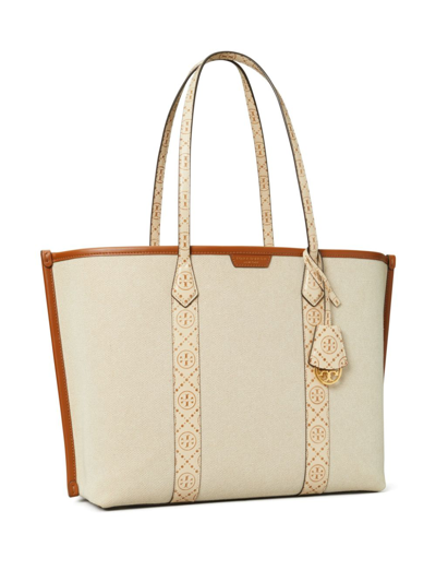 Shop Tory Burch Perry Canvas Tote Bag In Beige