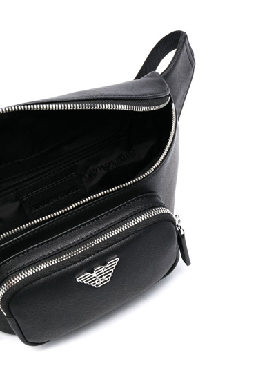 Shop Emporio Armani Logo Leather Belt Bag In Black