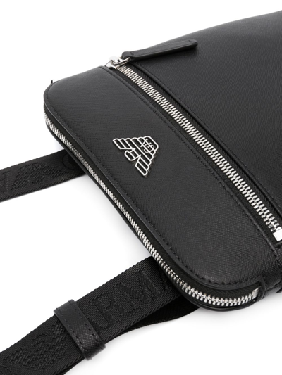 Shop Emporio Armani Small Leather Crossbody Bag In Black