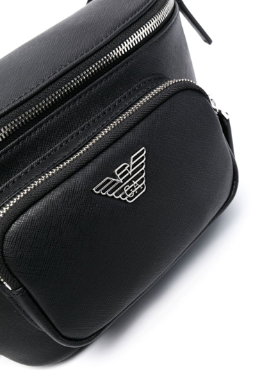 Shop Emporio Armani Logo Leather Belt Bag In Black