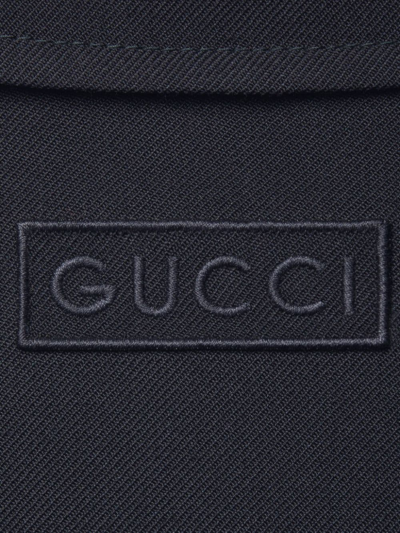 Shop Gucci Wool Shirt Jacket In Blue