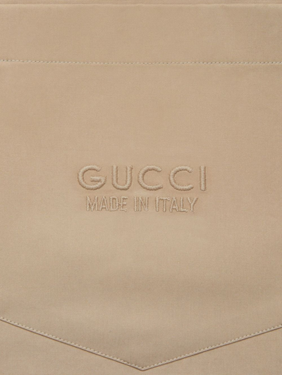 Shop Gucci Logo Cotton Shirt In Beige