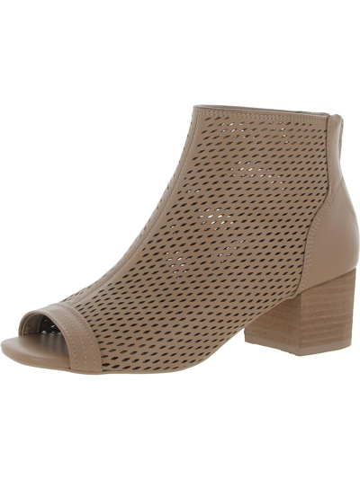 Shop Kelsi Dagger Simone Womens Leather Peep Toe Ankle Boots In Beige