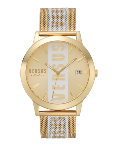 Shop Versus Barbès Leather Watch In Gold