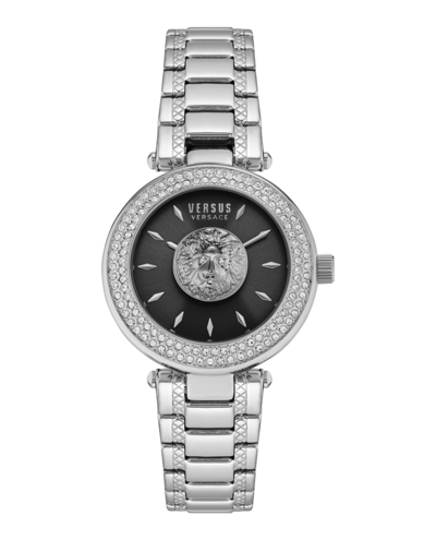 Shop Versus Brick Lane Lion Crystal Bracelet Watch In Silver