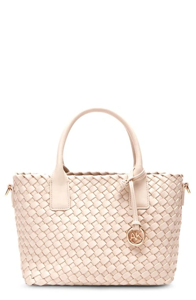 Shop Anne Klein Small Woven Tote In Chalk