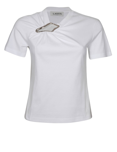Shop Lanvin Fitted Top In White Cotton In Optic White