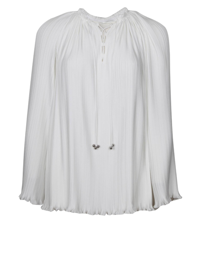 Shop Lanvin Pleated Blouse Color White In Off White