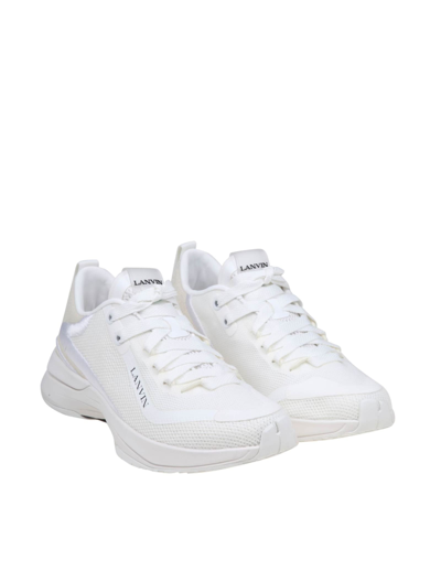 Shop Lanvin Runner Sneakers In White Mesh In White/white