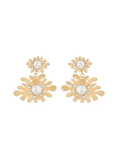 Oscar De La Renta Mini Cactus Wavy Drop Earrings In Crystal