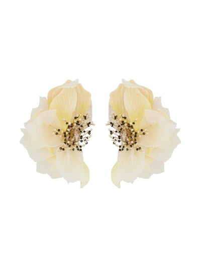 Shop Oscar De La Renta Stretched Petal Earrings In White