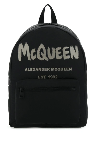 Alexander Mcqueen Black Graffiti Metropolitan Printed Backpack In 1073