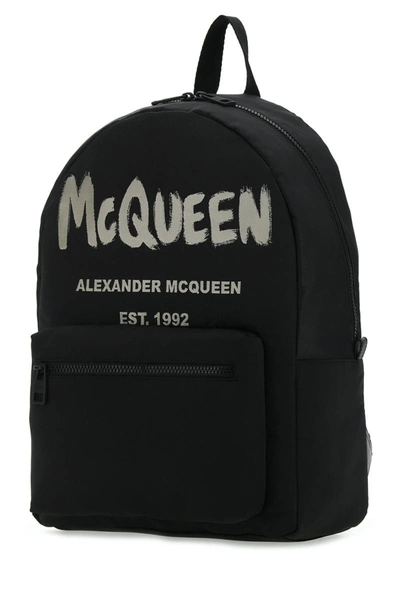 Alexander Mcqueen Black Graffiti Metropolitan Printed Backpack In 1073