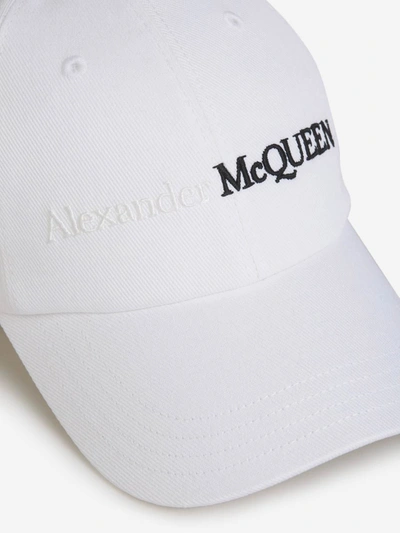 Shop Alexander Mcqueen Cotton Logo Cap In Blanc