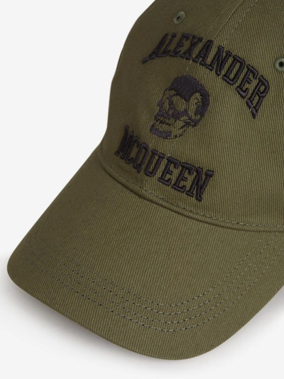 Shop Alexander Mcqueen Embroidered Logo Cap In Verd Militar