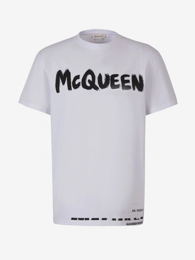 Shop Alexander Mcqueen Graffiti Cotton T-shirt In White