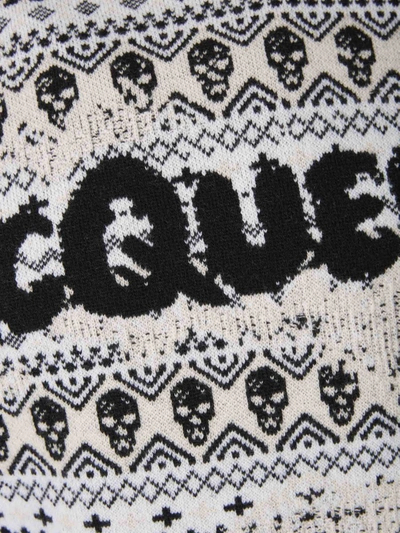 Shop Alexander Mcqueen Jacquard Logo Sweater In Ivory, Black And Crea