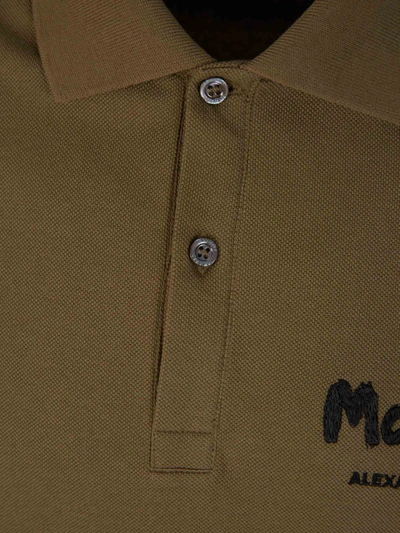 Shop Alexander Mcqueen Logo Cotton Polo In Verd Militar
