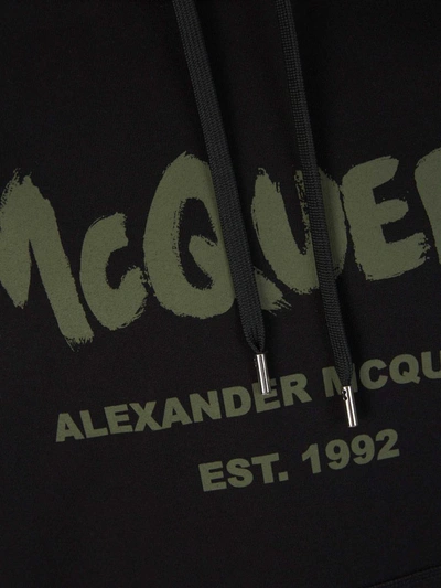 Shop Alexander Mcqueen Logo Hoodie Sweatshirt In Negre