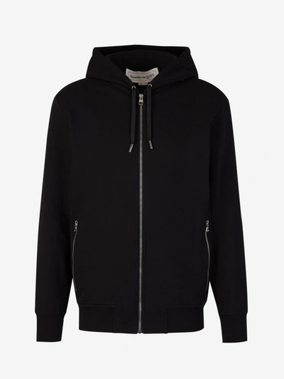 Shop Alexander Mcqueen Logo Zipper Sweatshirt In Negre