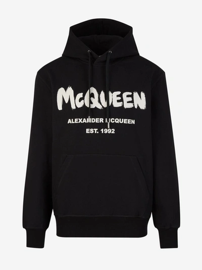 Shop Alexander Mcqueen Printed Hood Sweatshirt In Negre
