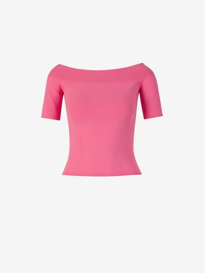Shop Alexander Mcqueen Ribbed Knit Top In Rosa