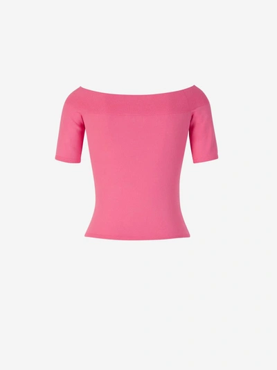 Shop Alexander Mcqueen Ribbed Knit Top In Rosa