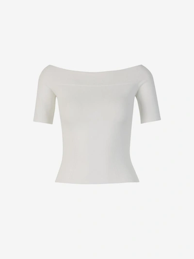 Shop Alexander Mcqueen Ribbed Knit Top In Blanc