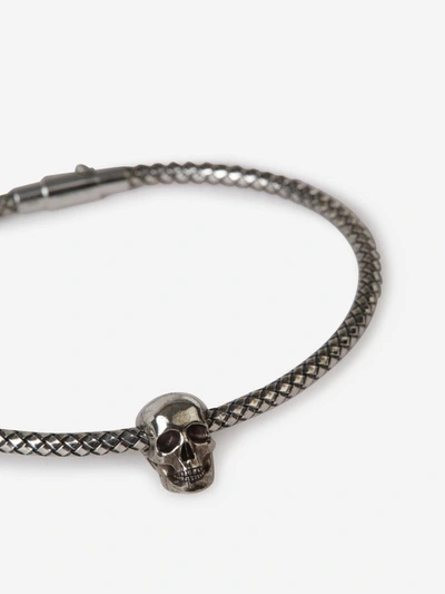 Shop Alexander Mcqueen Skull Cord Bracelet In Black