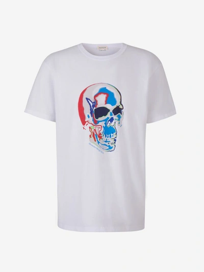 Shop Alexander Mcqueen Skull Cotton T-shirt In White