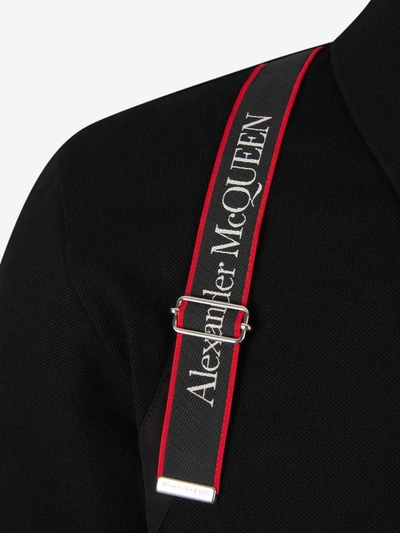 Shop Alexander Mcqueen Tape Piquet Polo In Negre