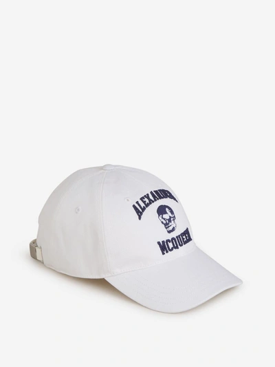 Shop Alexander Mcqueen Varsity Skull Cap In Blanc