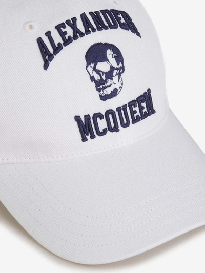 Shop Alexander Mcqueen Varsity Skull Cap In Blanc