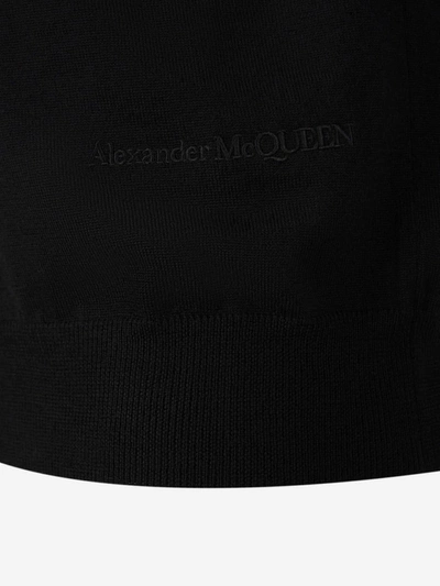 Shop Alexander Mcqueen Wool Knit Polo In Negre