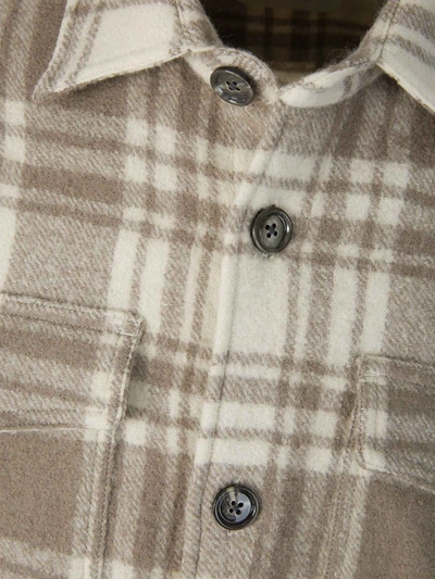 Shop Ami Alexandre Mattiussi Ami Paris Checked Wool Overshirt In Gris Clar