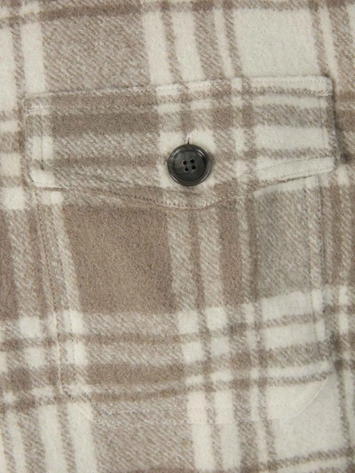 Shop Ami Alexandre Mattiussi Ami Paris Checked Wool Overshirt In Gris Clar