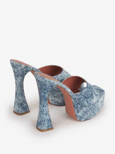 Shop Amina Muaddi Dalida Denim Sandals In Blau Cel