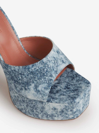 Shop Amina Muaddi Dalida Denim Sandals In Blau Cel