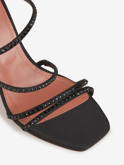 Shop Amina Muaddi Crystals Naima Sandals In Negre