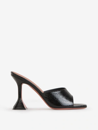 Shop Amina Muaddi Lupita Leather Sandals In Negre