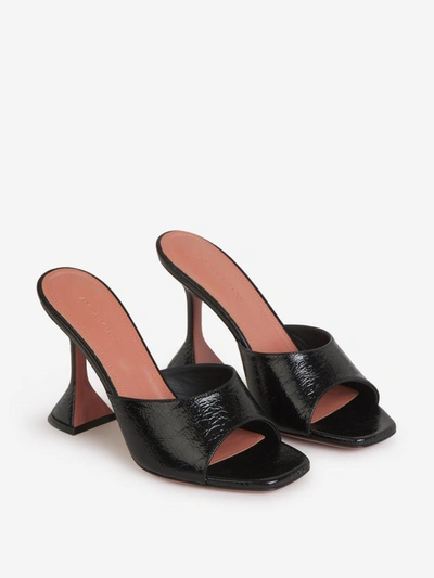 Shop Amina Muaddi Lupita Leather Sandals In Negre