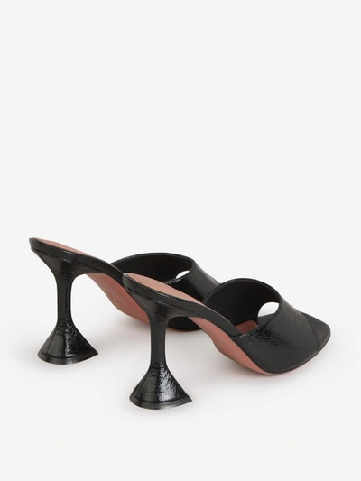 Shop Amina Muaddi Lupita Leather Sandals In Negre