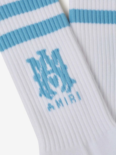 Shop Amiri Cotton Stripe Socks In Blanc