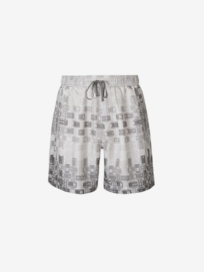 Shop Amiri Printed Silk Bermuda Shorts In Gray