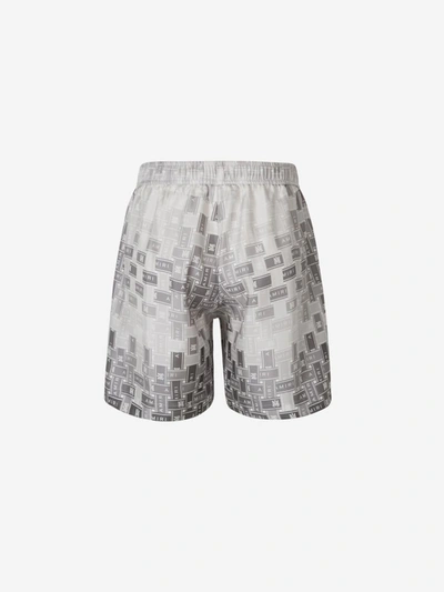 Shop Amiri Printed Silk Bermuda Shorts In Gray