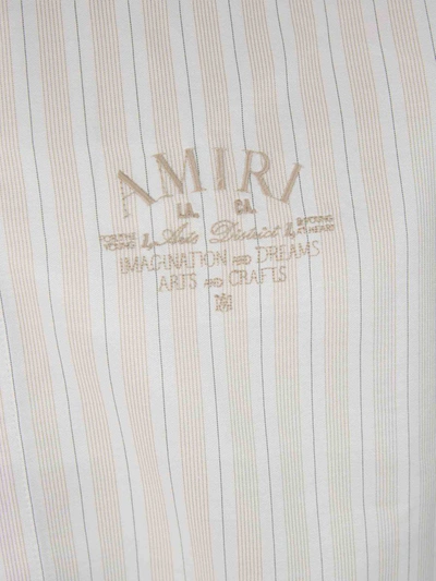 Shop Amiri Striped Logo Shirt In Beix