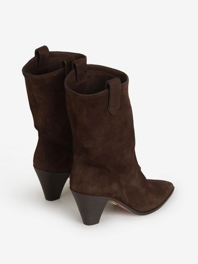 Aquazzura 80mm Suede Leather Cowboy Boots In Brown