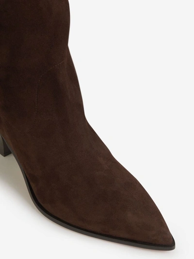 Aquazzura 80mm Suede Leather Cowboy Boots In Brown