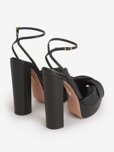 Shop Aquazzura Leather Platform Sandals In Negre